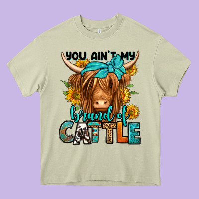 You Ain't My Brand Of Cattle Longhaired Cow Heavy Core Tee Designed By Jasminsmagicworld