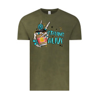 Vintage Olive staying alive Vintage Tee - MaliasSmallBusiness