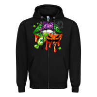 Black Halloween lips Zipper Hoodie - NancyCooperArtShop