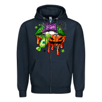 Navy Halloween lips Zipper Hoodie - NancyCooperArtShop