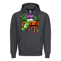 Smoke Halloween lips Zipper Hoodie - NancyCooperArtShop