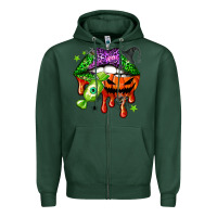 Sports Green Halloween lips Zipper Hoodie - NancyCooperArtShop