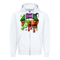 White Halloween lips Zipper Hoodie - NancyCooperArtShop