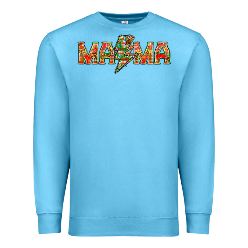 Mama Christmas Lightning Bolt Mother's Day Premium Sweatshirt by HowdyJamesFarm | Teevron