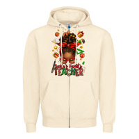 Sandshell santa's favorite teacher afro messy bun Zipper Hoodie - texasbilliewilder
