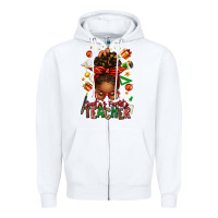 White santa's favorite teacher afro messy bun Zipper Hoodie - texasbilliewilder