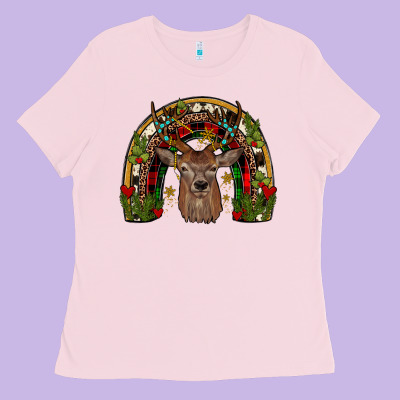 Deer Rainbow Ladies Tee Designed By Jahusdesignshop