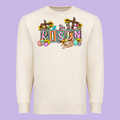 He Is Risen Easter  Easter Day Premium Sweatshirt Designed By Cowgirlartshop