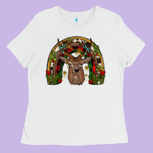 Deer Rainbow Ladies Tee Designed By Jahusdesignshop