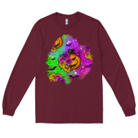 Burgundy halloween patch 1 Long Sleeve Tee - BundleAndBundleShop