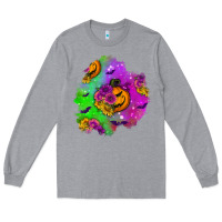 Heather Grey halloween patch 1 Long Sleeve Tee - BundleAndBundleShop