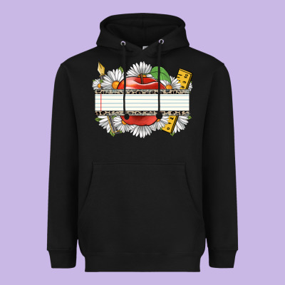 Floral Teacher Custom Name Heavyweight Hoodie Designed By Cowgirlartshop