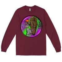 Burgundy halloween round earrings 1 Long Sleeve Tee - BundleAndBundleShop