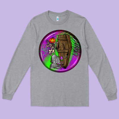Halloween Round Earrings 1 Long Sleeve Tee Designed By Bundleandbundleshop