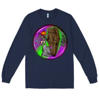 Navy halloween round earrings 1 Long Sleeve Tee - BundleAndBundleShop