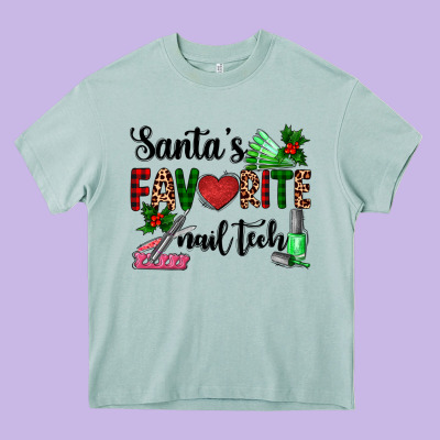 Santa's Favorite Nail Tech Heavy Core Tee Designed By Adodesignshop