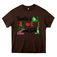 Chocolate Brown santa's favorite nail tech Heavy Core Tee - AdoDesignShop