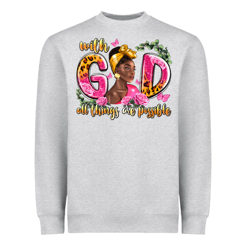 With God All Things Are Possible Black Woman Heavyweight Sweatshirt by LillyAllenDesigns | Teevron