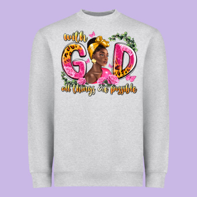 With God All Things Are Possible Black Woman Heavyweight Sweatshirt Designed By Lillyallendesigns