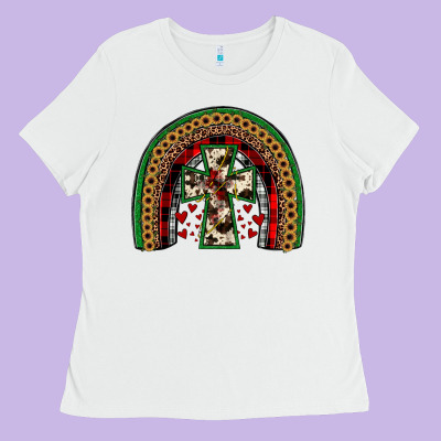 Cross Rainbow Ladies Tee Designed By Jahusdesignshop