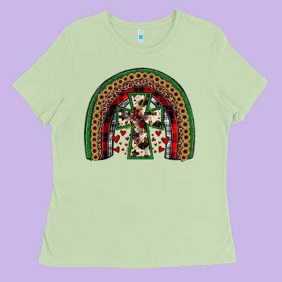 Cross Rainbow Ladies Tee Designed By Jahusdesignshop
