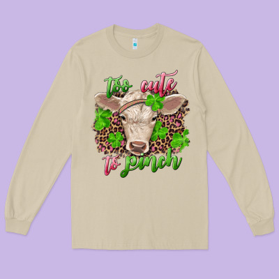 Too Cute To Pinch Charolais Calf Long Sleeve Tee Designed By Ranaportraitstore
