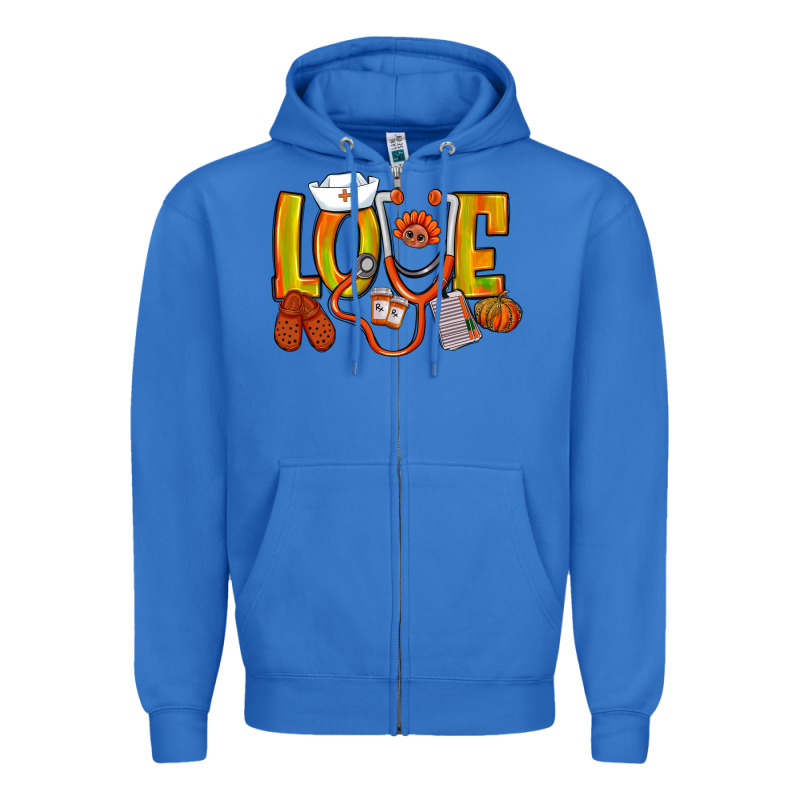 Thanksgiving Love Nurse Zipper Hoodie by NancyCooperArtShop | Teevron