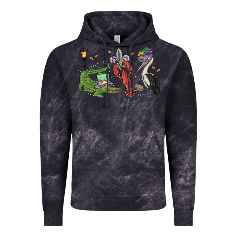 Mardi Gras Alligator Crawfish Pelican Vintage Hoodie by MaliasSmallBusiness | Teevron