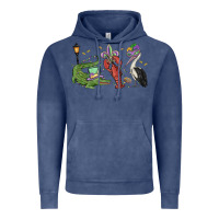 Vintage Denim mardi gras alligator crawfish pelican Vintage Hoodie - MaliasSmallBusiness