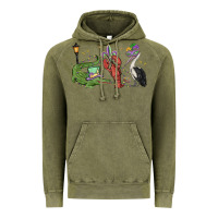 Vintage Olive mardi gras alligator crawfish pelican Vintage Hoodie - MaliasSmallBusiness