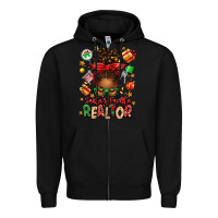 Black santas favorite realtor messy bun Zipper Hoodie - texasbilliewilder