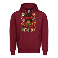 Burgundy santas favorite realtor messy bun Zipper Hoodie - texasbilliewilder