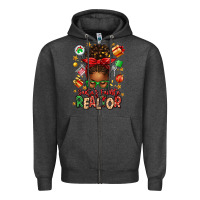 Charcoal Heather santas favorite realtor messy bun Zipper Hoodie - texasbilliewilder