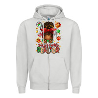Dove Grey santas favorite realtor messy bun Zipper Hoodie - texasbilliewilder