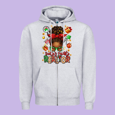 Santas Favorite Realtor Messy Bun Zipper Hoodie Designed By Texasbilliewilder