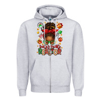 Heather Grey santas favorite realtor messy bun Zipper Hoodie - texasbilliewilder