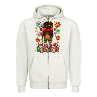 Oatmeal Heather santas favorite realtor messy bun Zipper Hoodie - texasbilliewilder