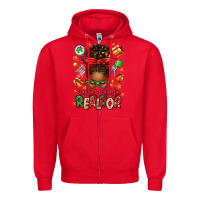 Red santas favorite realtor messy bun Zipper Hoodie - texasbilliewilder
