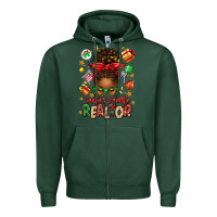 Sports Green santas favorite realtor messy bun Zipper Hoodie - texasbilliewilder