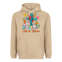 Mushroom He is risen with Cross Easter Day Heavyweight Hoodie - HowdyJamesFarm