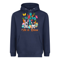He Is Risen With Cross Easter Day Heavyweight Hoodie | Teevron
