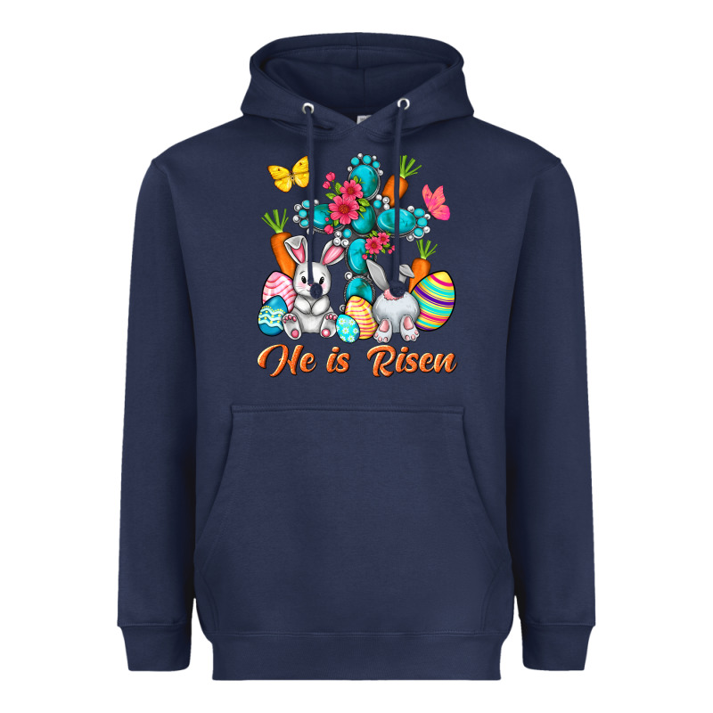 He Is Risen With Cross Easter Day Heavyweight Hoodie by HowdyJamesFarm | Teevron