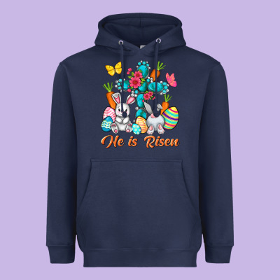 He Is Risen With Cross Easter Day Heavyweight Hoodie Designed By Howdyjamesfarm