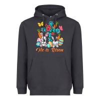 Smoke He is risen with Cross Easter Day Heavyweight Hoodie - HowdyJamesFarm