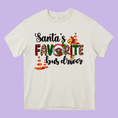 Santa's Favorite Bus Driver Heavy Core Tee Designed By Adodesignshop