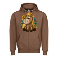 Chestnut cute baby horse amd sunflowers Zipper Hoodie - texasbilliewilder