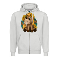 Dove Grey cute baby horse amd sunflowers Zipper Hoodie - texasbilliewilder