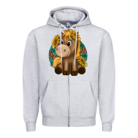 Heather Grey cute baby horse amd sunflowers Zipper Hoodie - texasbilliewilder