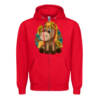 Red cute baby horse amd sunflowers Zipper Hoodie - texasbilliewilder