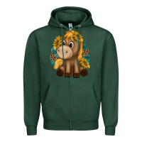 Sports Green cute baby horse amd sunflowers Zipper Hoodie - texasbilliewilder